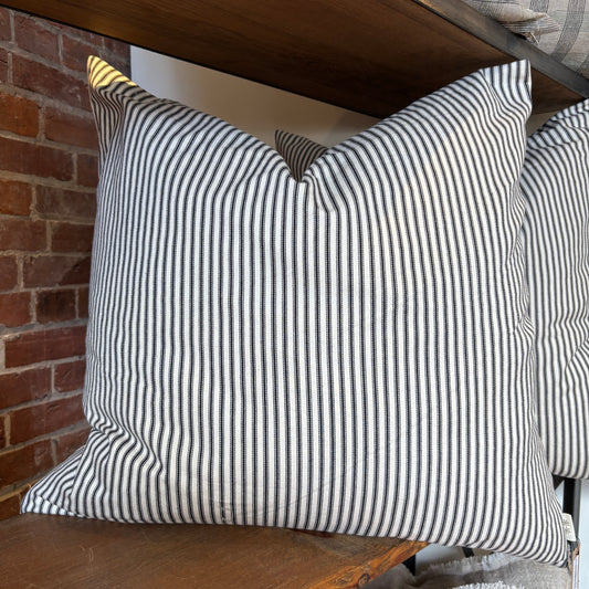 Black Ticking Pillow - 24x24