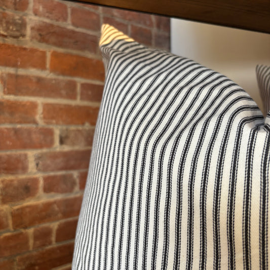 Black Ticking Pillow - 24x24