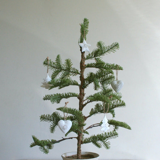 Ornament - Mini Tree, Heart, Star - White