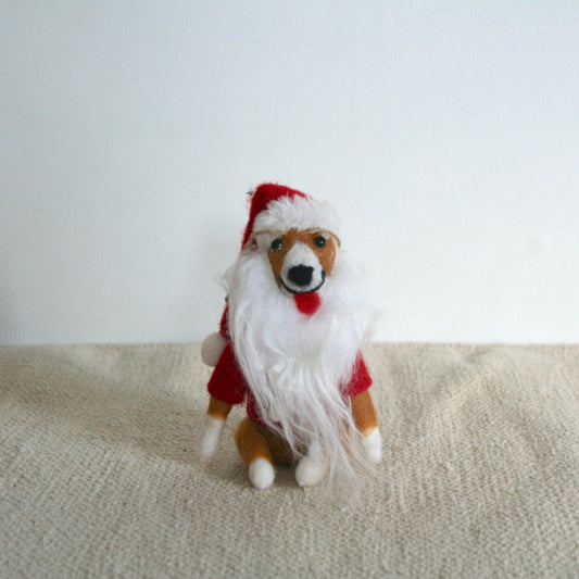 Felt Santa Dog Ornament
