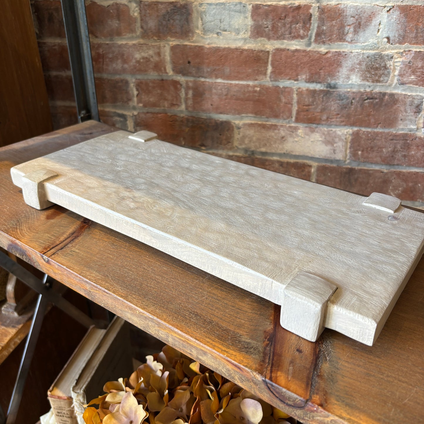 Bleached Drift Pedestal Tray