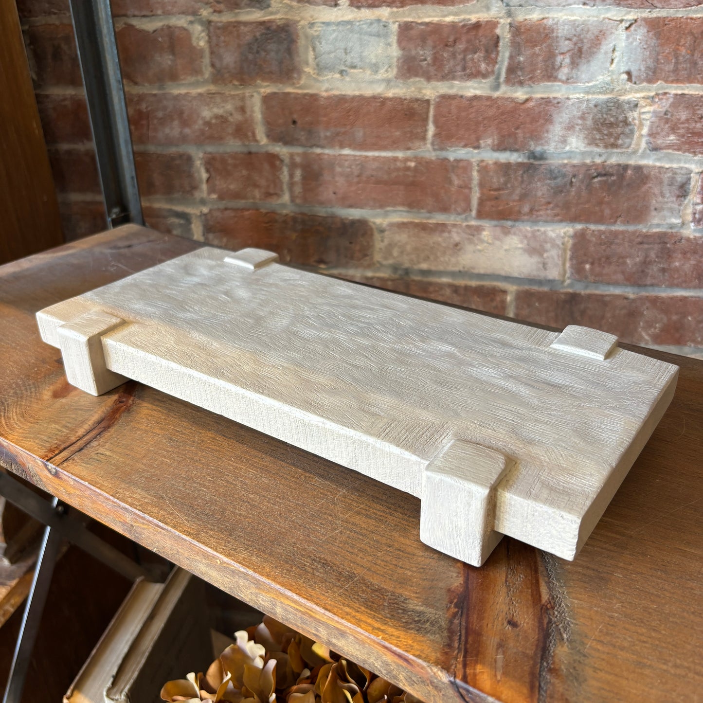 Bleached Drift Pedestal Tray