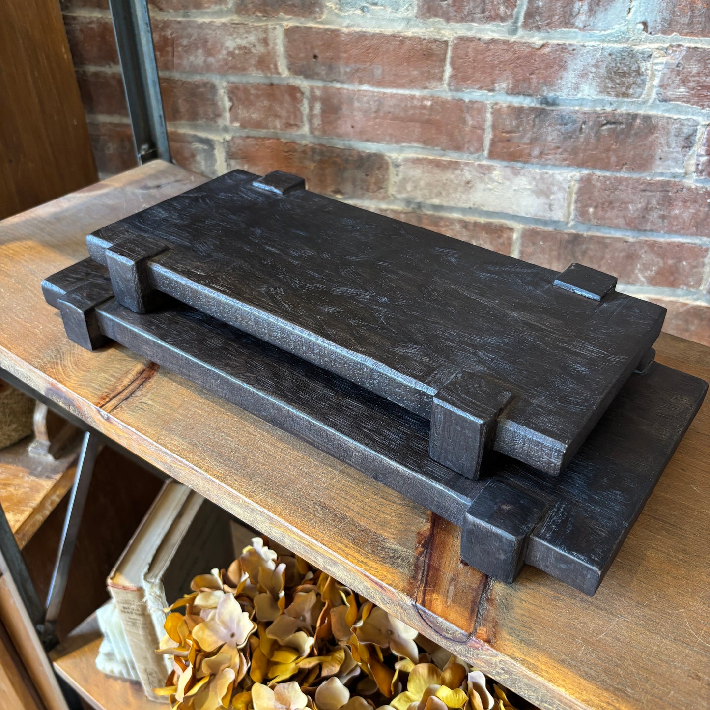 Dark Brown Drift Pedestal Tray