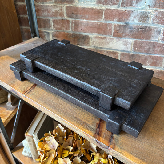 Dark Brown Drift Pedestal Tray