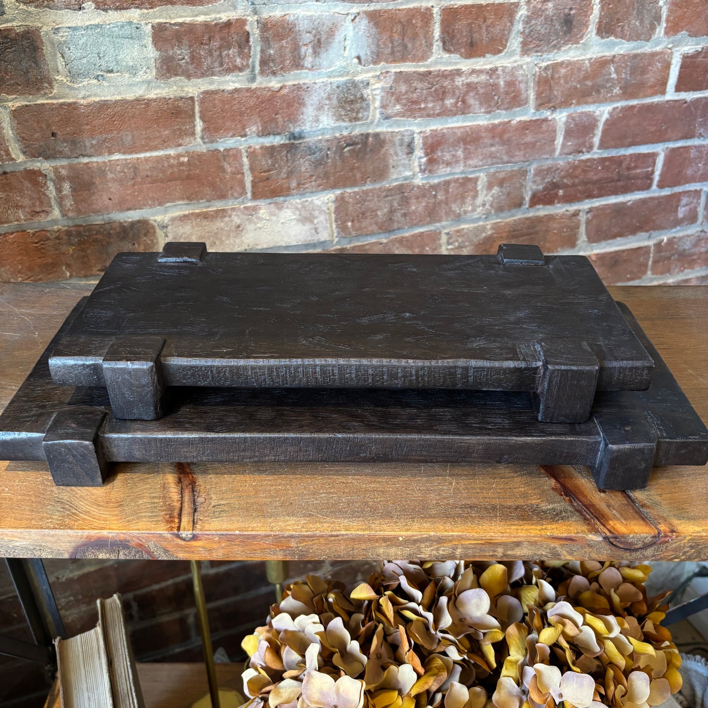 Dark Brown Drift Pedestal Tray