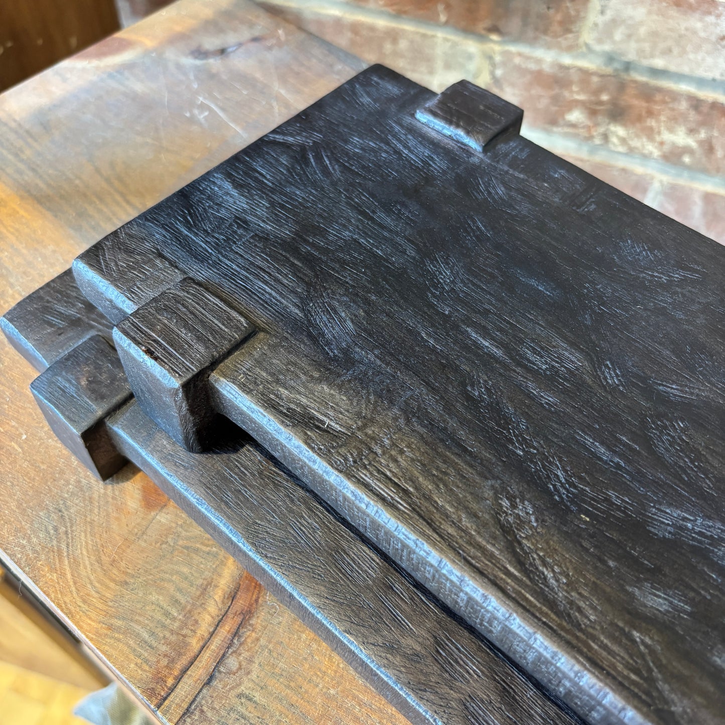 Dark Brown Drift Pedestal Tray
