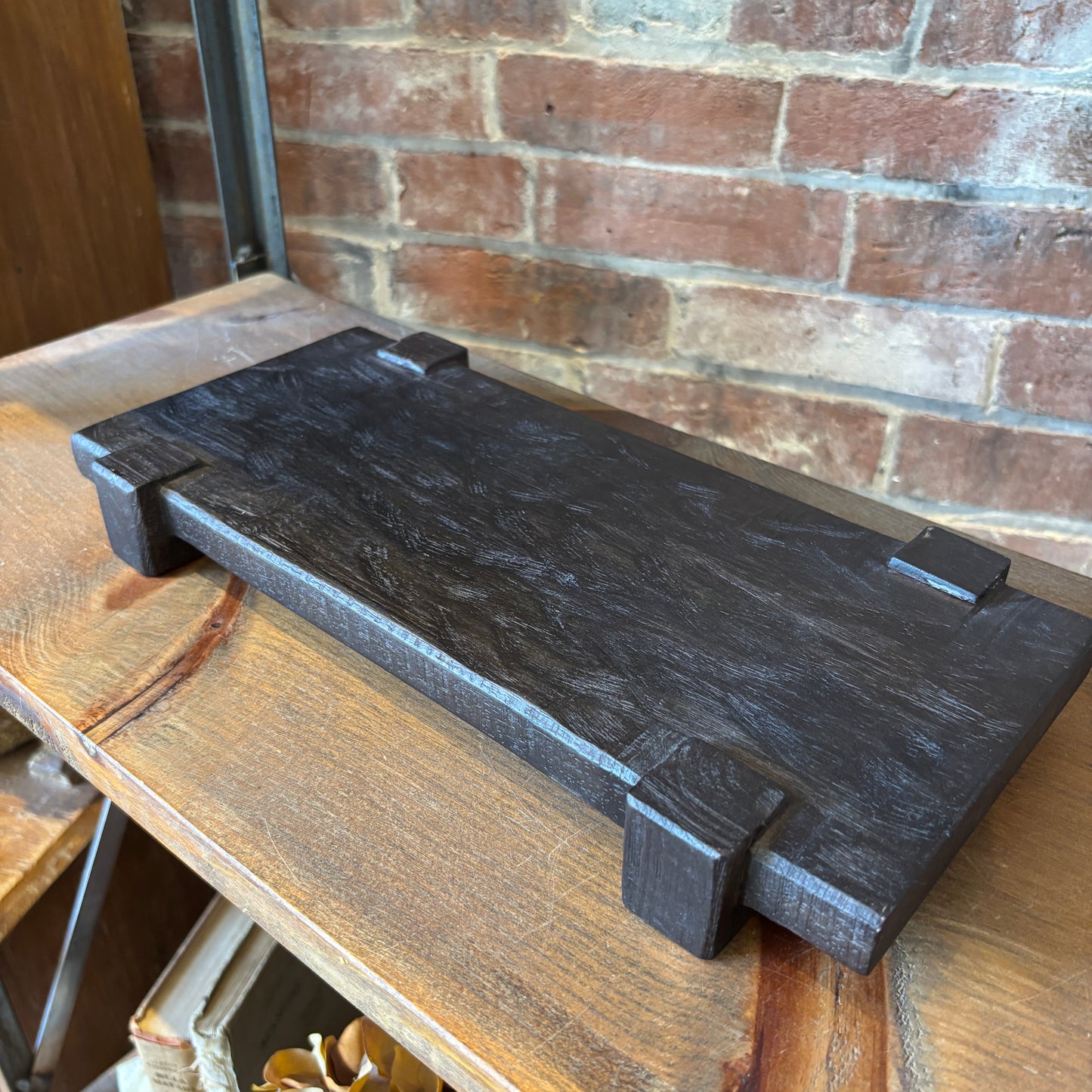 Dark Brown Drift Pedestal Tray