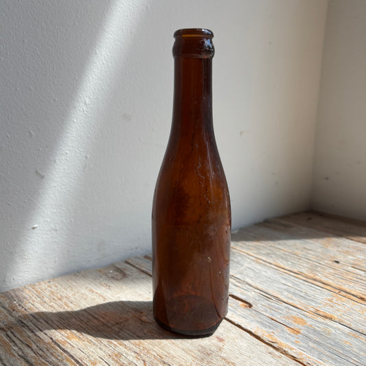 Antique Red Raven Splits Amber Glass Bottle