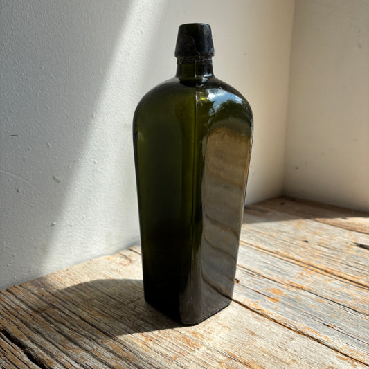 Antique Dark Green Glass Gin Bottle
