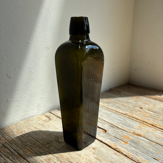 Vintage Dark Green Glass Gin Bottle - SM