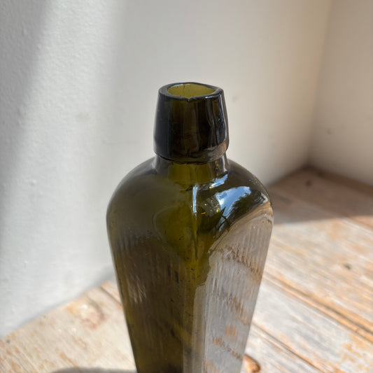 Vintage Dark Green Glass Gin Bottle - SM
