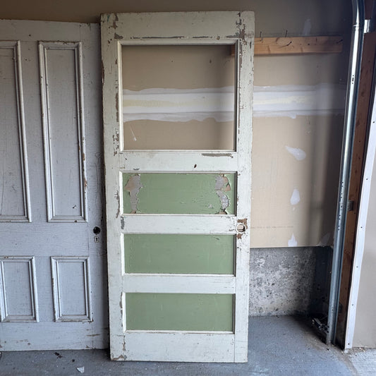 Antique White/Sage Green Farmhouse Door - No Glass Window