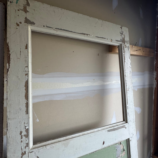 Antique White/Sage Green Farmhouse Door - No Glass Window
