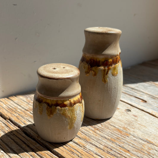 Vintage Laurentian Lava Drip Pottery Salt & Pepper Shakers - Set of 2