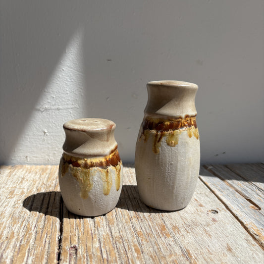 Vintage Laurentian Lava Drip Pottery Salt & Pepper Shakers - Set of 2