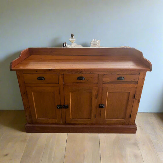 Vintage Wooden Sideboard w/3 Drawers + 3 Latched Doors