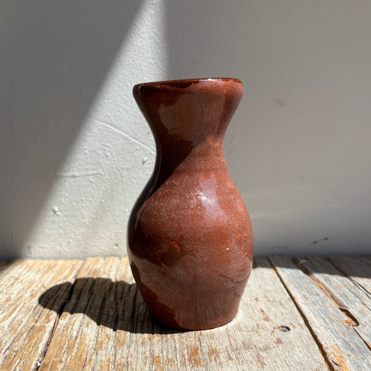 Vintage Pottery Vase - Terracotta w/Brown Rim
