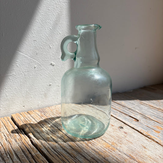 Vintage Mod Dep Glass Bottle w/Handle - Light Green