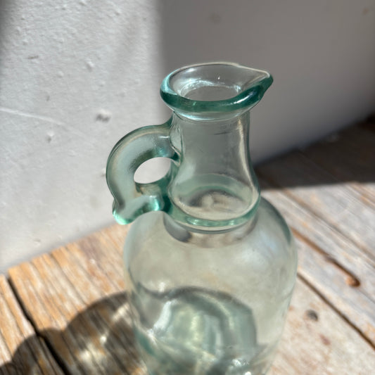 Vintage Mod Dep Glass Bottle w/Handle - Light Green