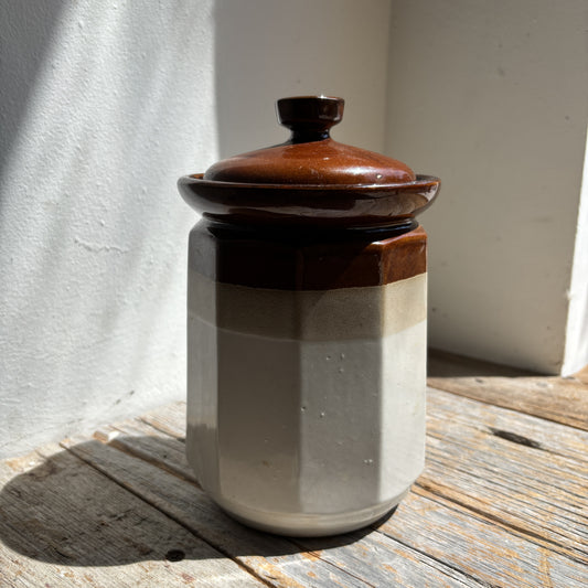 Vintage Tri-Colour Glazed Ceramic Canister