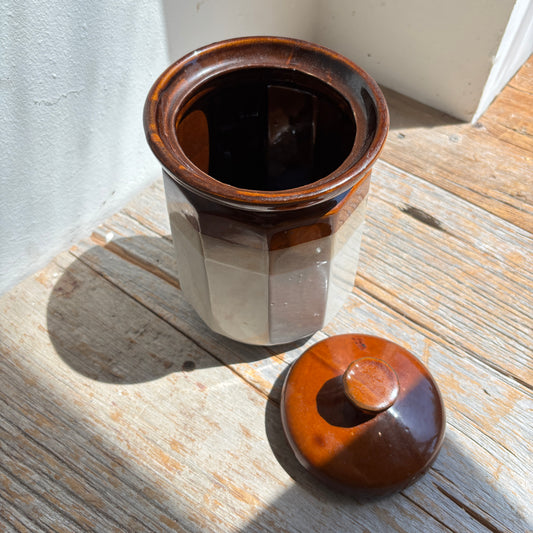 Vintage Tri-Colour Glazed Ceramic Canister