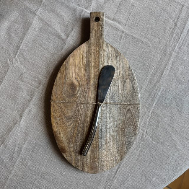 Mango Wood Cheese Board w/ Knife