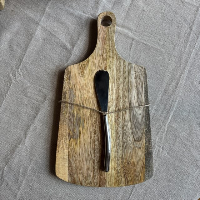 Mango Wood Cheese Board w/ Knife