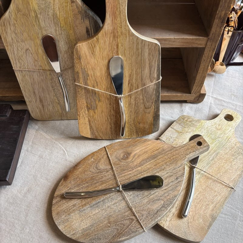 Mango Wood Cheese Board w/ Knife