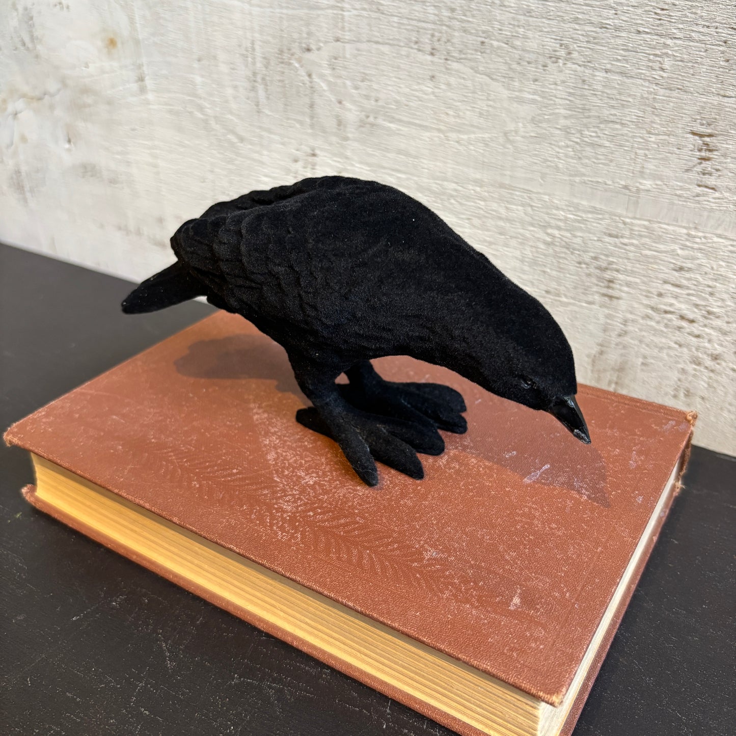 Flocked Resin Crow - Black