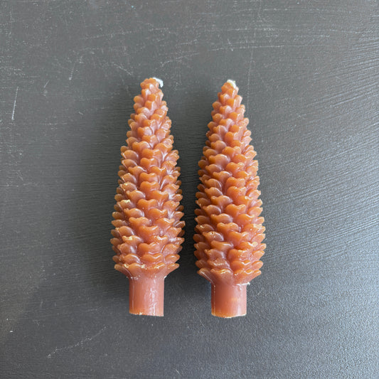 5.75" Pinecone Taper Candles - Set of 2