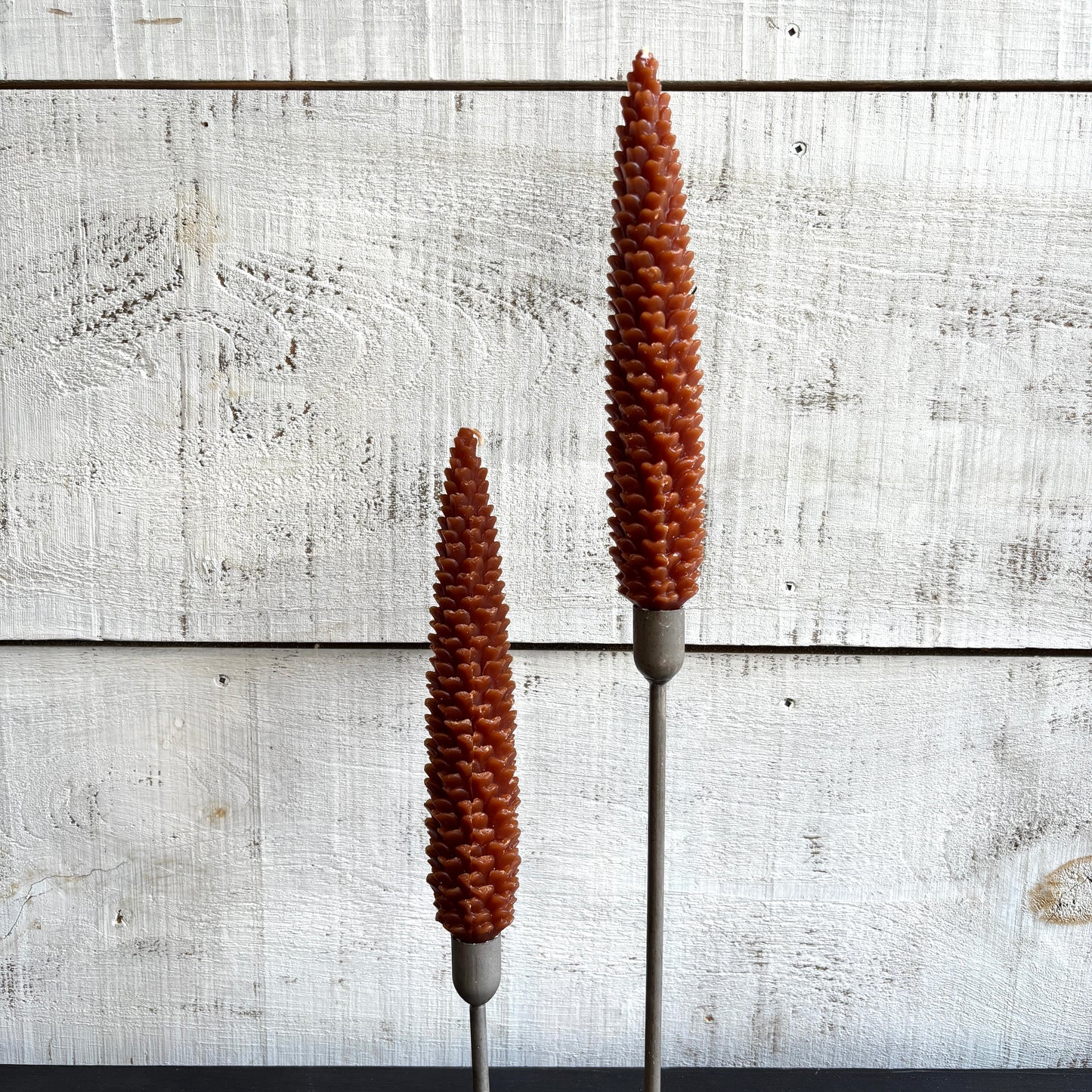 10" Pinecone Taper Candles - Set of 2