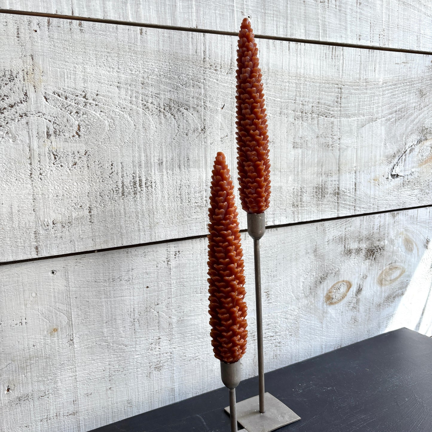 10" Pinecone Taper Candles - Set of 2