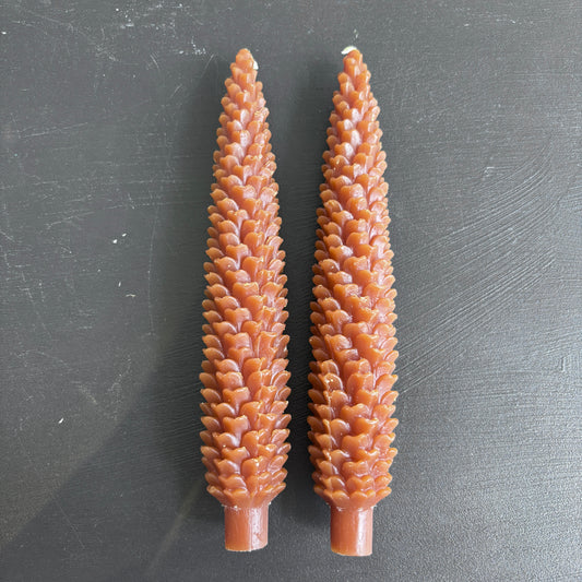 10" Pinecone Taper Candles - Set of 2