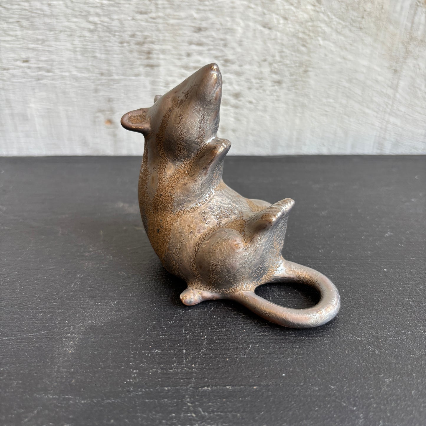 Stoneware Rat - Reactive Metallic Glaze