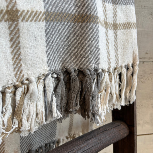 Brushed Cotton Flannel Throw w/ Fringe
