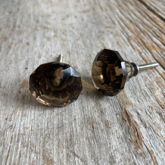 Knob: Glass Diamond- Smoke