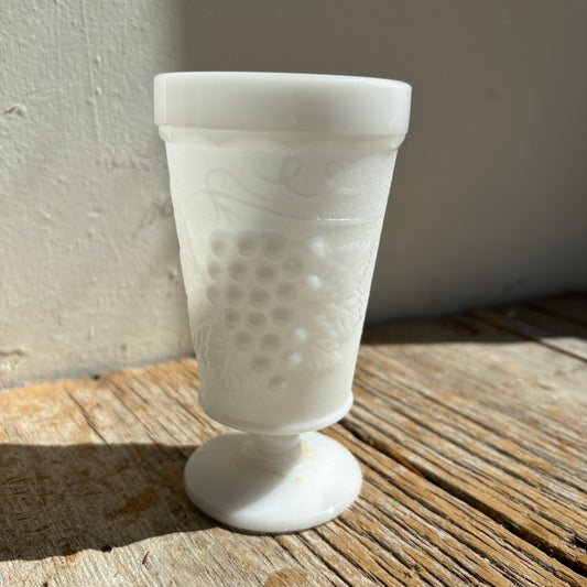 Tall Grape Design Milk Glass Cup - Lot of 3