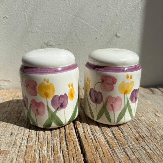 Tulip & Purple Stripe Salt & Pepper Shakers - Set of 2
