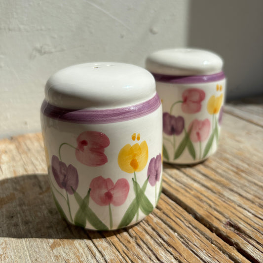 Tulip & Purple Stripe Salt & Pepper Shakers - Set of 2