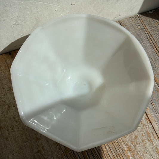 Wide Milk Glass Footed Vase - Grape Design