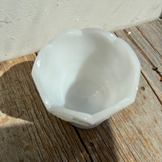 Scalloped Milk Glass Vase - Grape Design