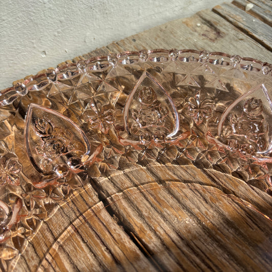 Pink Glass Bowl & Plate Set