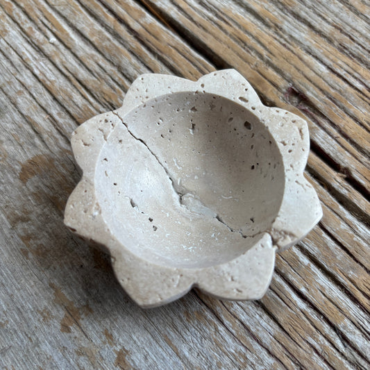 Travertine Lotus Salt Bowl