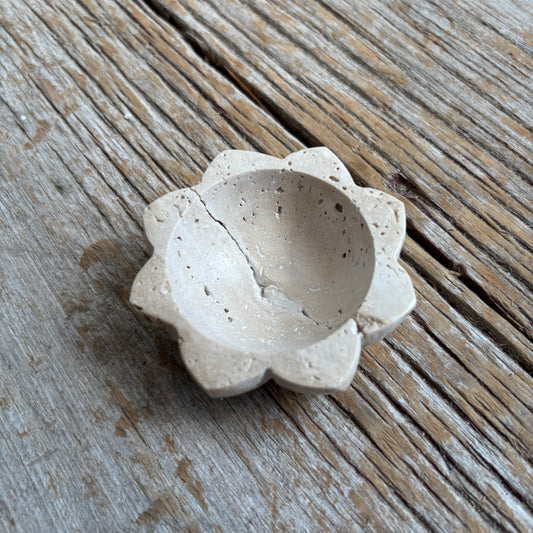 Travertine Lotus Salt Bowl