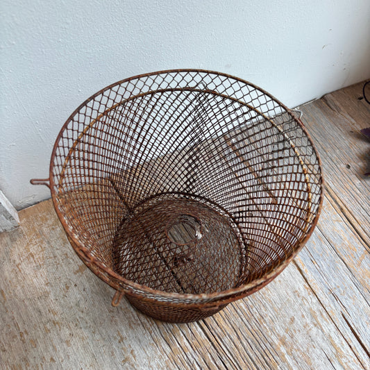 Vintage Rusty Metal Wire Lamp Shade - Set of 2