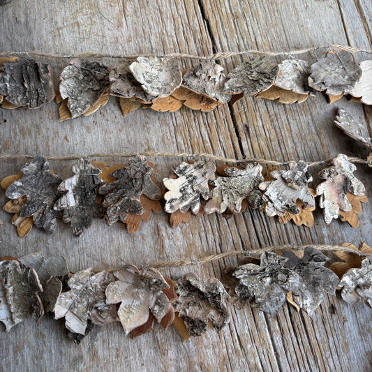 Natural Birch Bark + Jute Leaf Garland