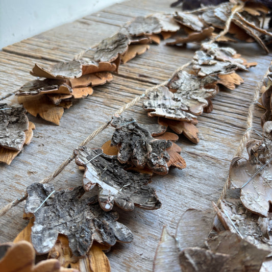 Natural Birch Bark + Jute Leaf Garland