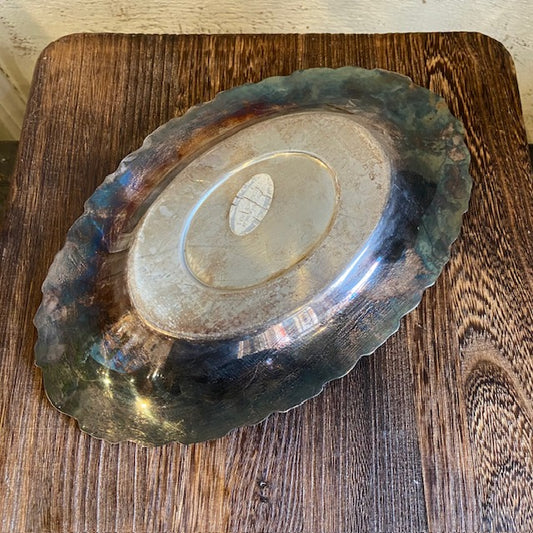 Vintage Oval Silver Tray - Swirled Edge