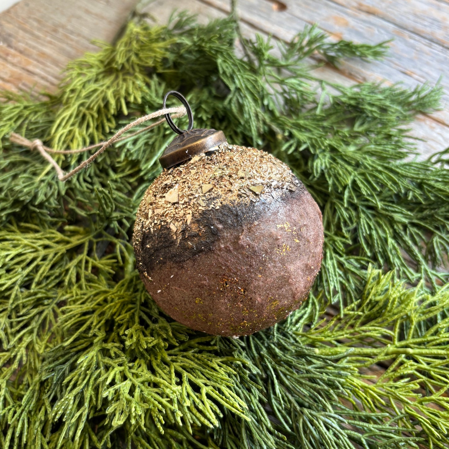 Textured Mica Flake Glass Ornament