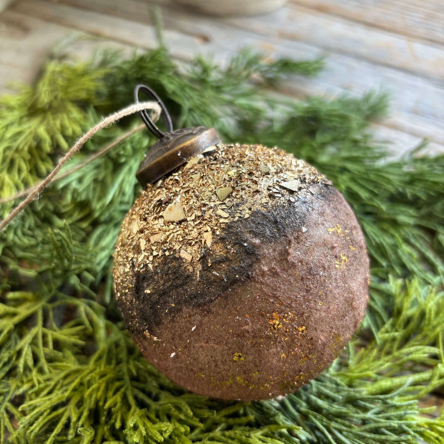 Textured Mica Flake Glass Ornament